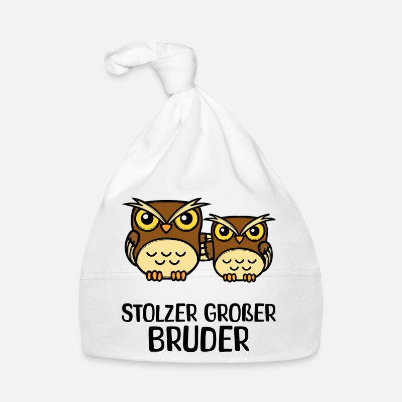 Großer Bruder Statement Eule Geschwisterliebe Baby Bio-Mütze