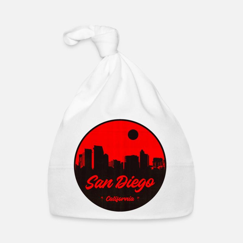 San Diego Skyline Red Organic Baby Cap