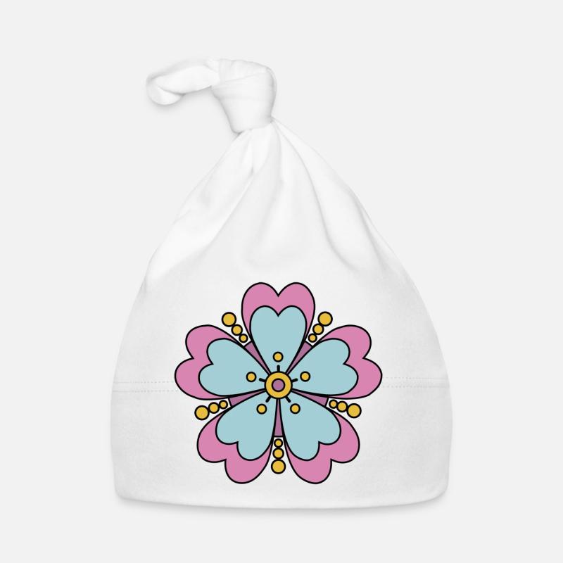 Cute Funky Hippie Boho Flower Organic Baby Cap