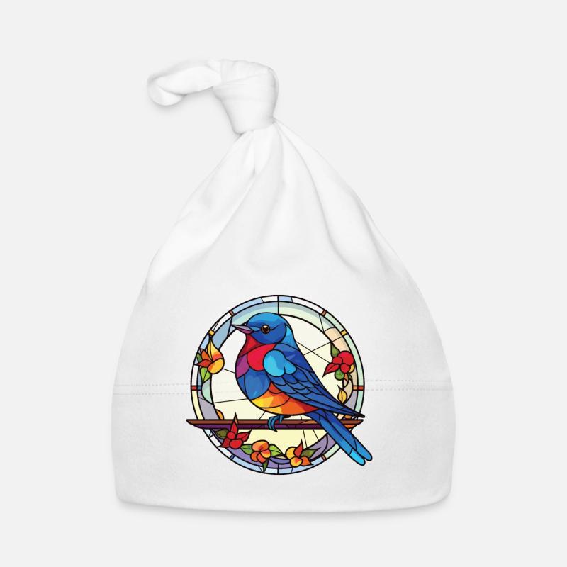 Blue Bird Aquarelle colorée Illustration d’animaux Bonnet bio Bébé