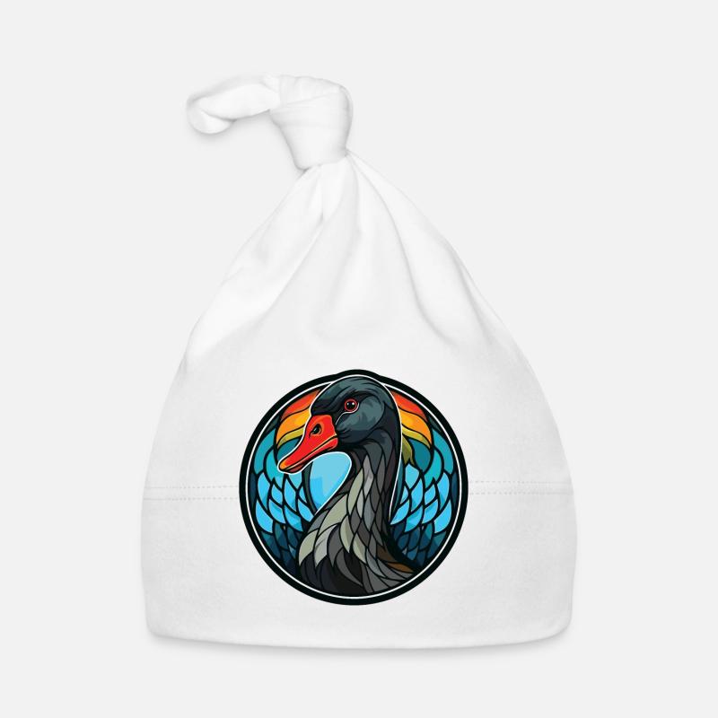 Cygne Noir Aquarelle Colorée Illustration d’Animal Bonnet bio Bébé