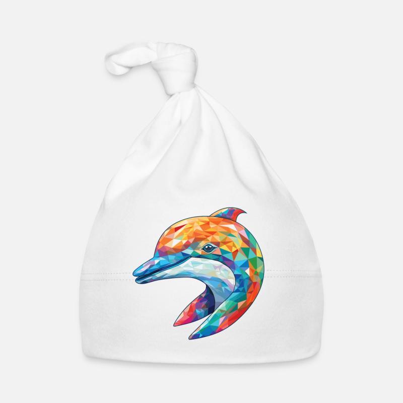 Dauphin Aquarelle colorée Illustration d’animaux Bonnet bio Bébé