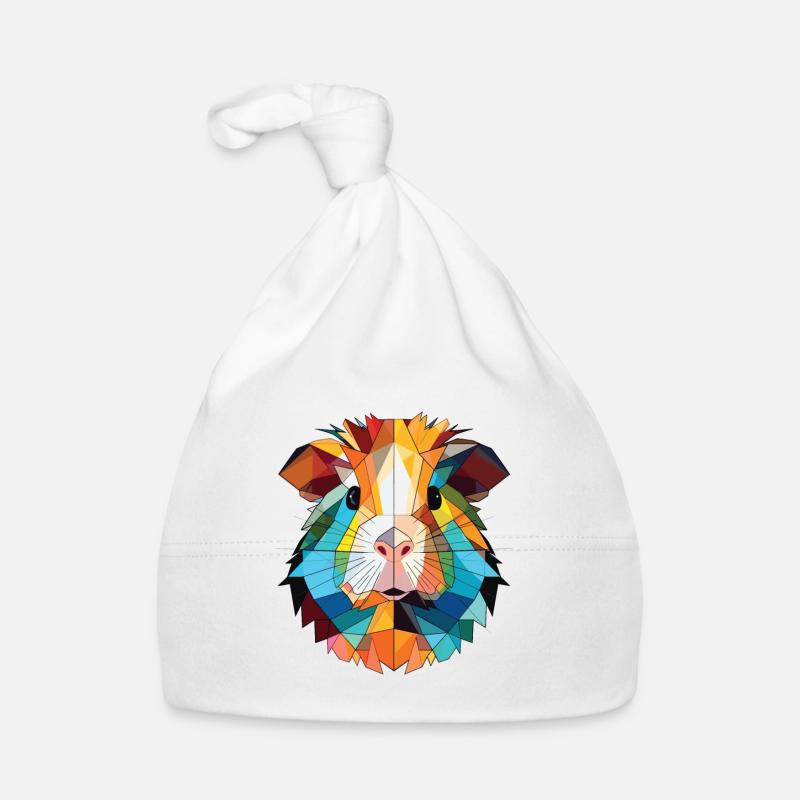 Cochon d’Inde Aquarelle colorée Illustration d’animaux - Bonnet bio Bébé - blanc
