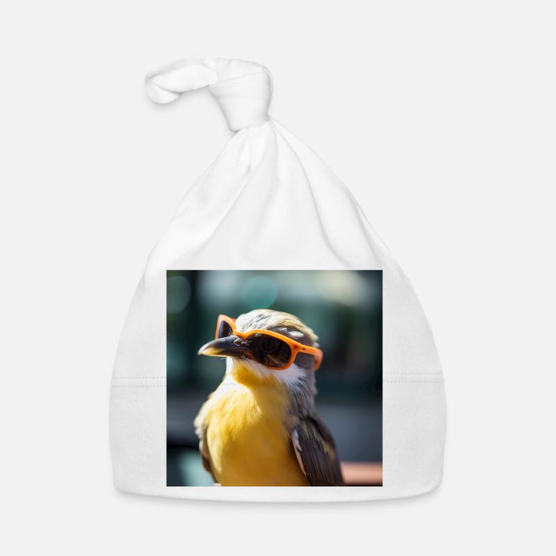 Vogel mit Orangen Sonnenbrillen Baby Bio-Mütze
