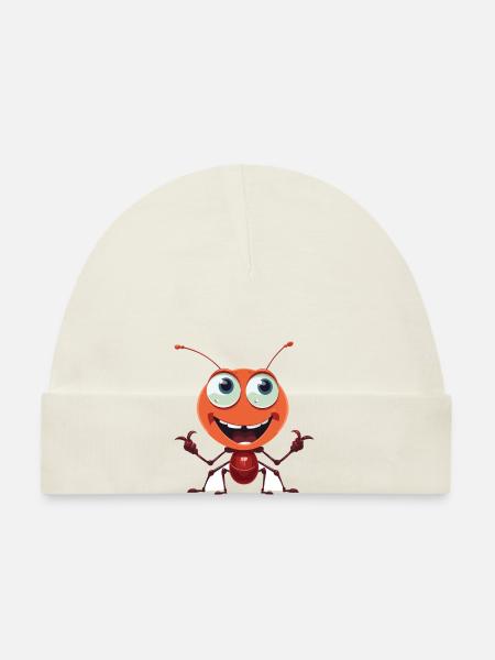 Ant Cartoon Kawaii Watercolor Illustration - Organic Baby Cap - white - Front