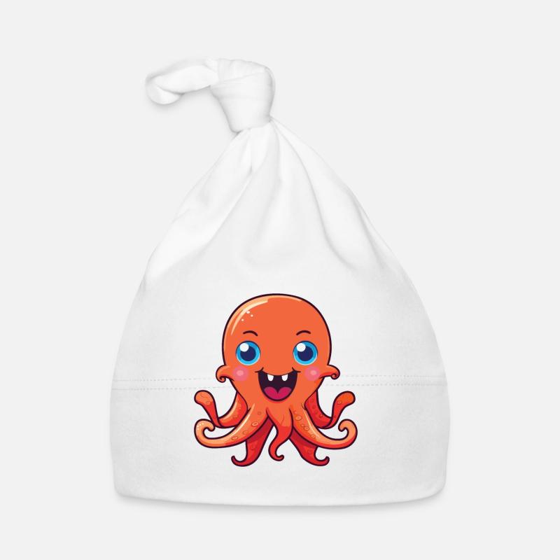 Octopus Cartoon Kawaii Aquarelle Illustration Bonnet bio Bébé