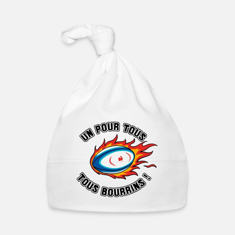 UN POUR TOUS, TOUS BOURRINS ! (rugby) - Bonnet bio Bébé - blanc