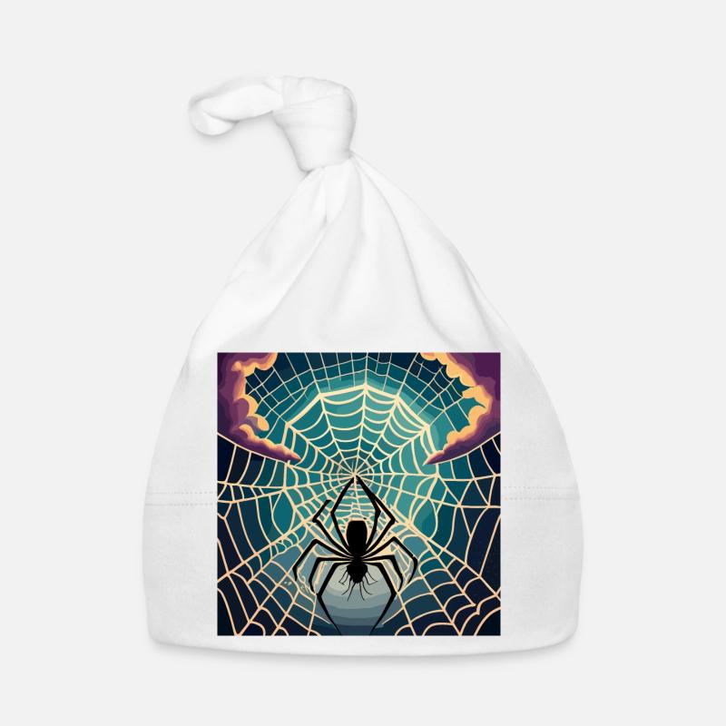 A spiderweb spider moon Organic Baby Cap