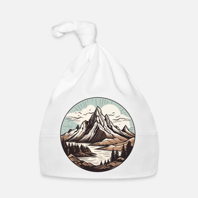 Runder Bergsee Landschaft Baby Bio-Mütze