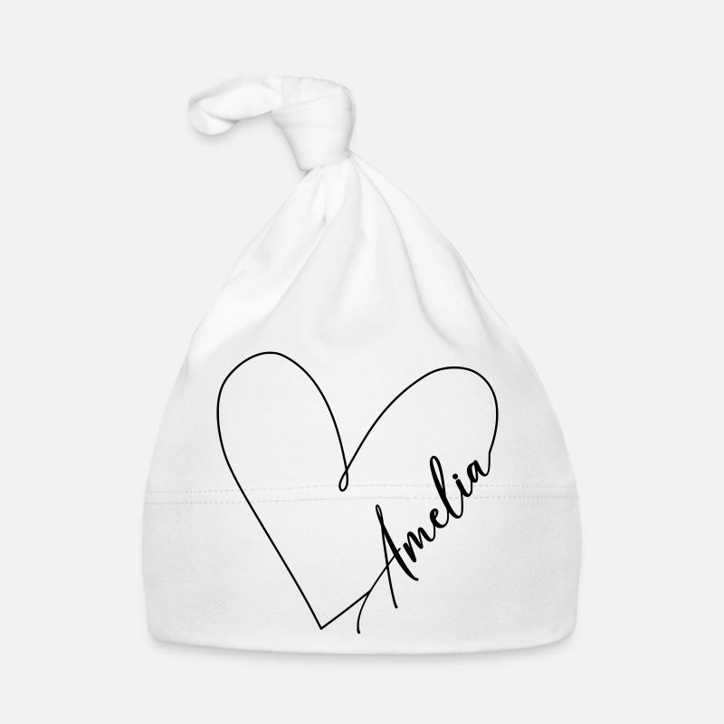 Amelia Name Heart Line Organic Baby Cap