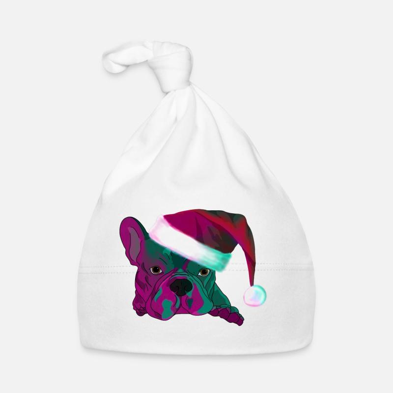 Bouledogue néon avec le Père Noël Bonnet bio Bébé