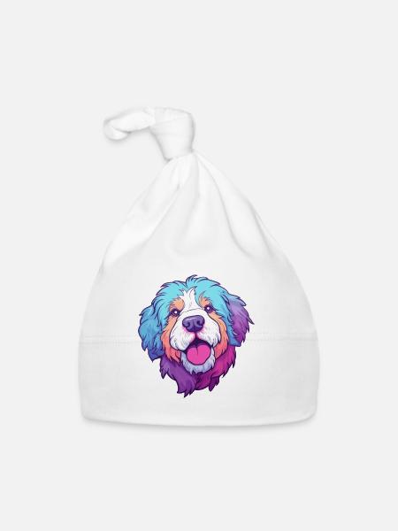 Himalaya-Schäferhund Hunderasse Karikatur Kawaii Illust - Baby Bio-Mütze - Weiß - Vorne