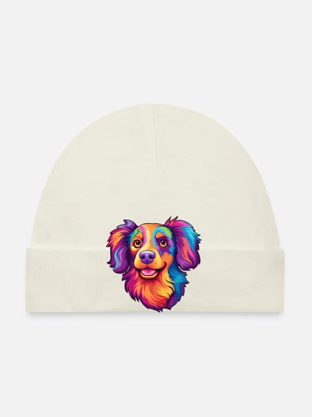 Havenese chien race dessin animé Kawaii Illustration - Bonnet bio Bébé - blanc - Devant