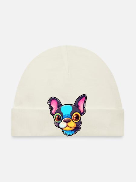 Boston Terrier Hunderasse Cartoon Kawaii Illustrati - Baby Bio-Mütze - Weiß - Vorne