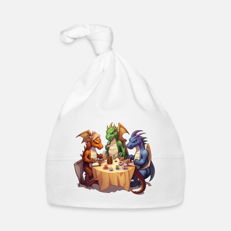 Dragons Drinking Coffee – RPG Fantasy Design Organic Baby Cap