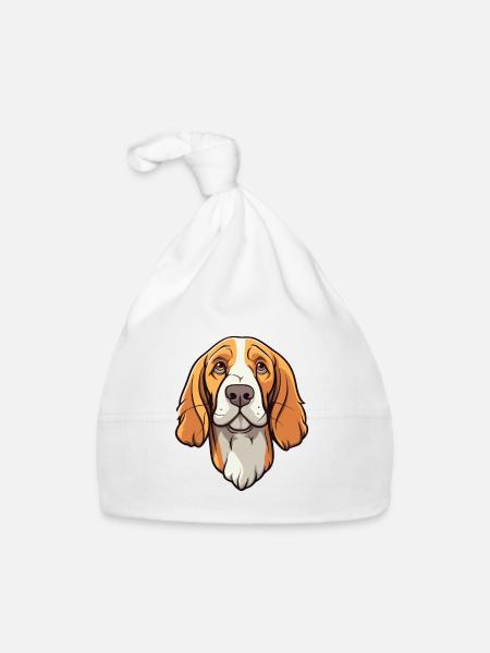 Slovensky Cuvac race de chien dessin animé kawaii illustrat - Bonnet bio Bébé - blanc - Devant