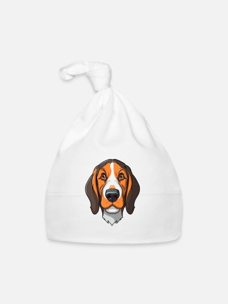 Chien tricolore sibérien race de chien Cartoon Kawaii I - Bonnet bio Bébé - blanc - Devant