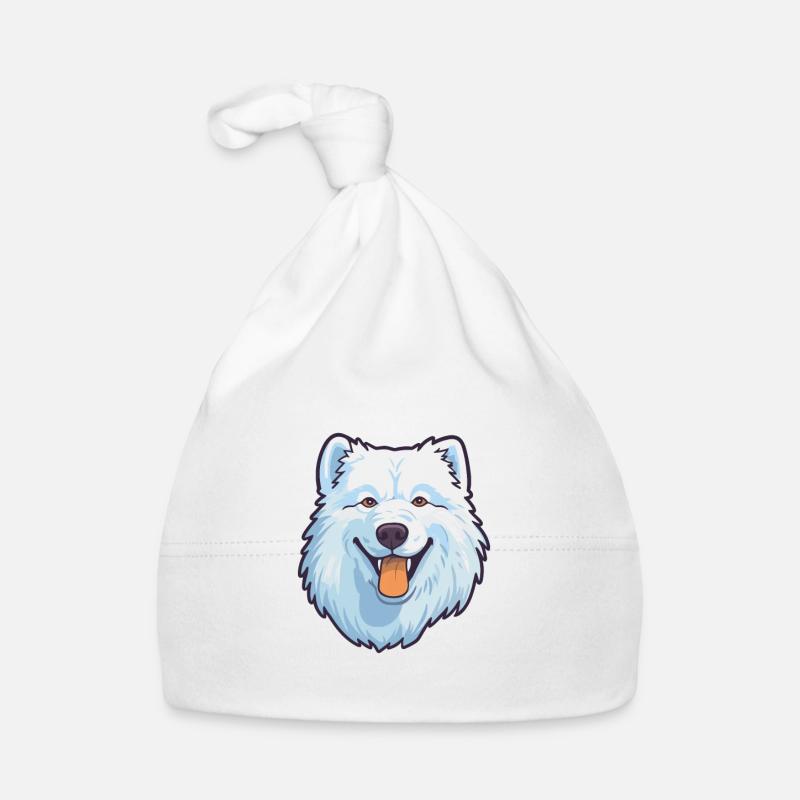 Samoyède chien race Cartoon Kawaii Illustration Bonnet bio Bébé