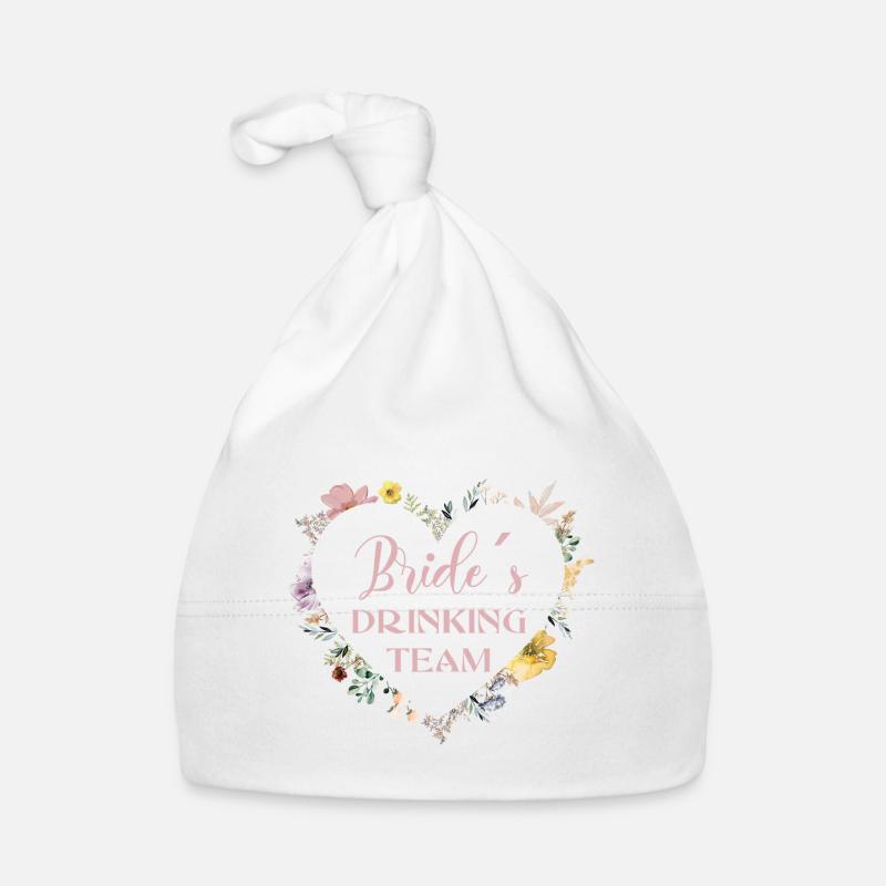 L’équipe de beuverie de la mariée ! Fleurs de coeur - Bonnet bio Bébé - blanc