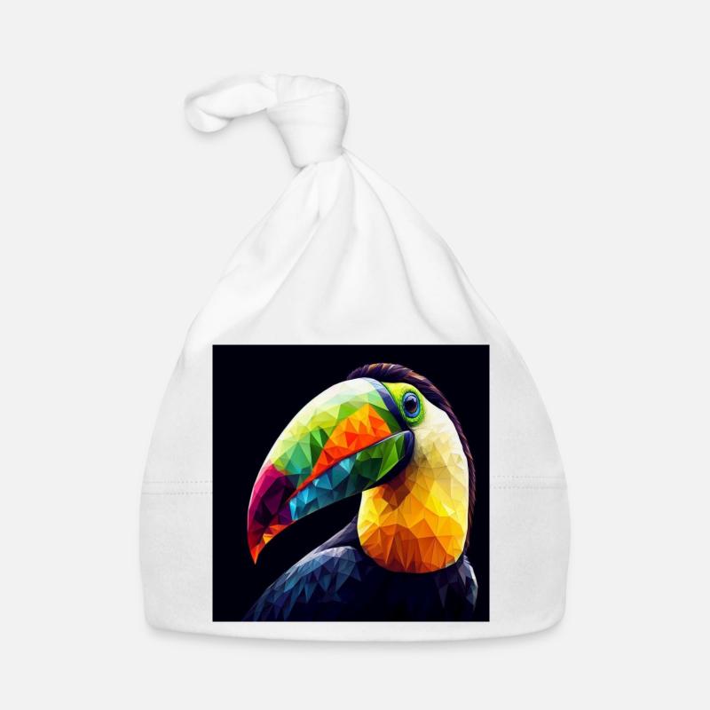 Toucan coloré Polygon Art Bonnet bio Bébé