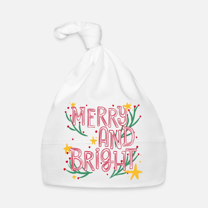 Merry and Bright Festive Script Organic Baby Cap