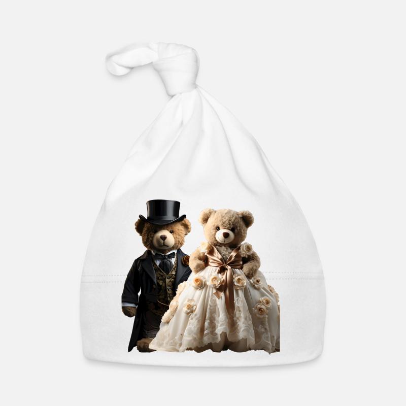 Two happy newlywed bears Organic Baby Cap