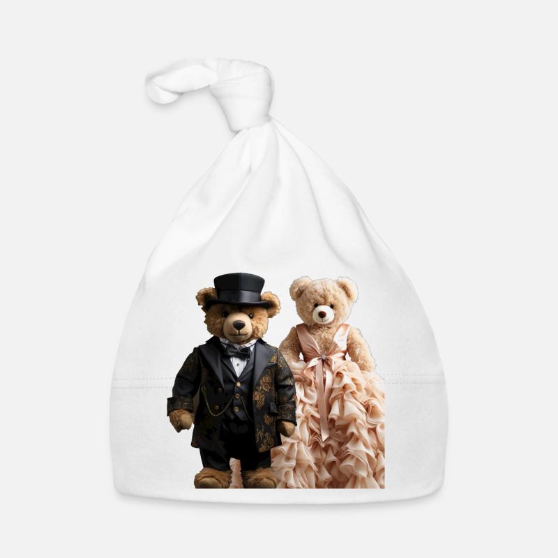 Two teddy bears newly married Organic Baby Cap
