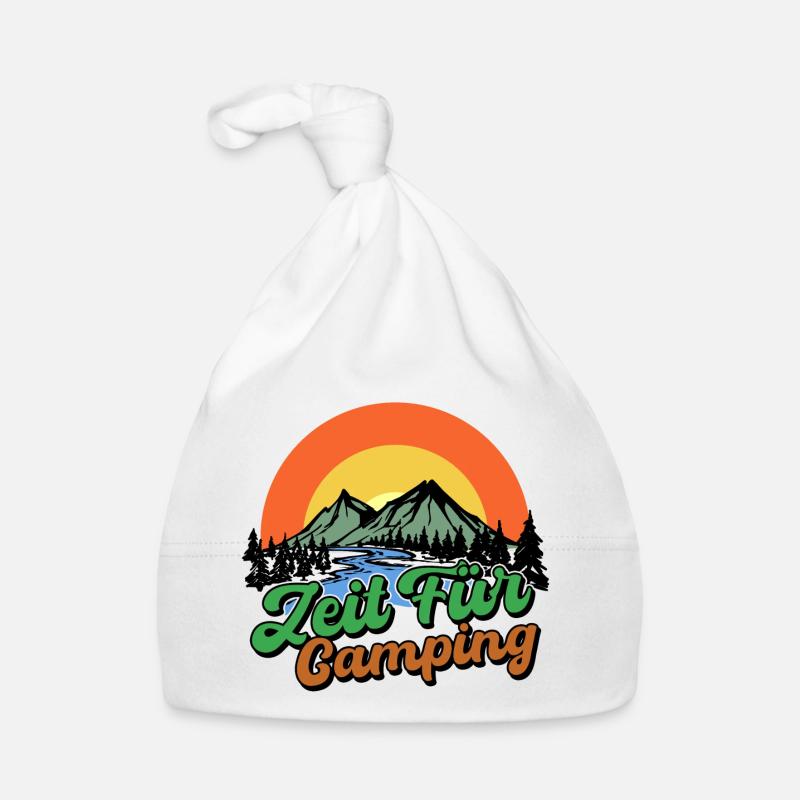 Campsite Camping Statement Mountains Camper Organic Baby Cap