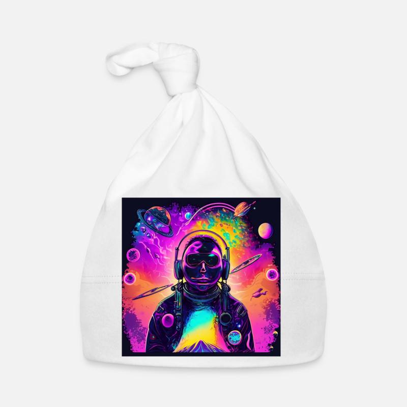 Astronaute néon dans un univers coloré Bonnet bio Bébé