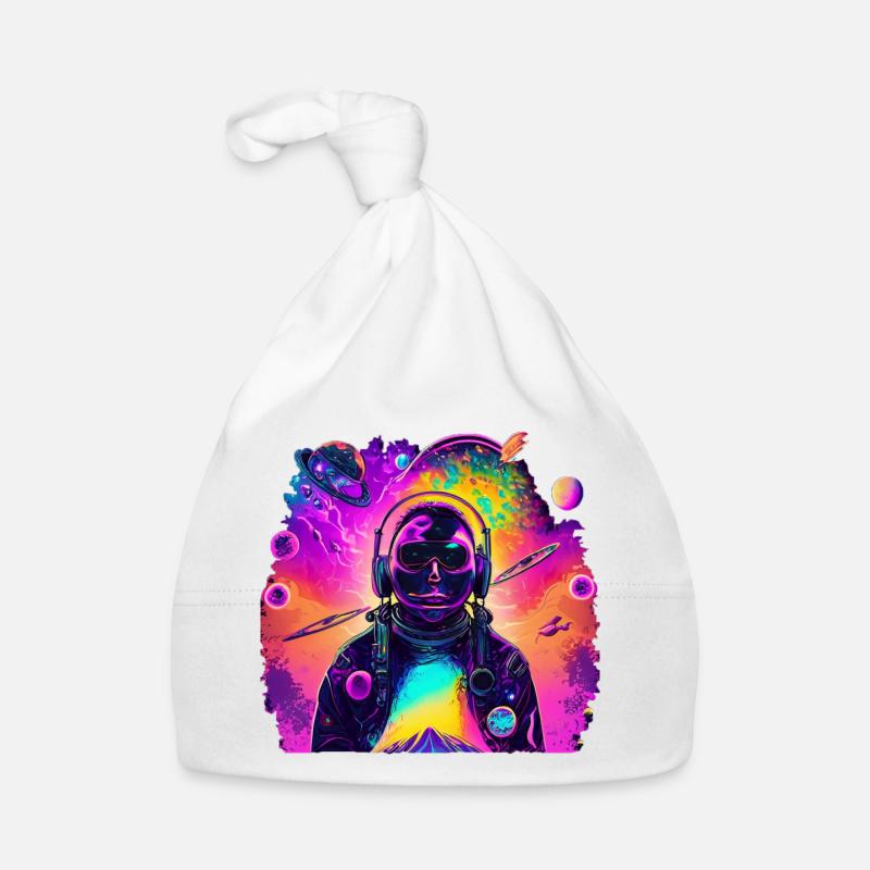 Neon-Astronaut im Regenbogenkosmos Baby Bio-Mütze