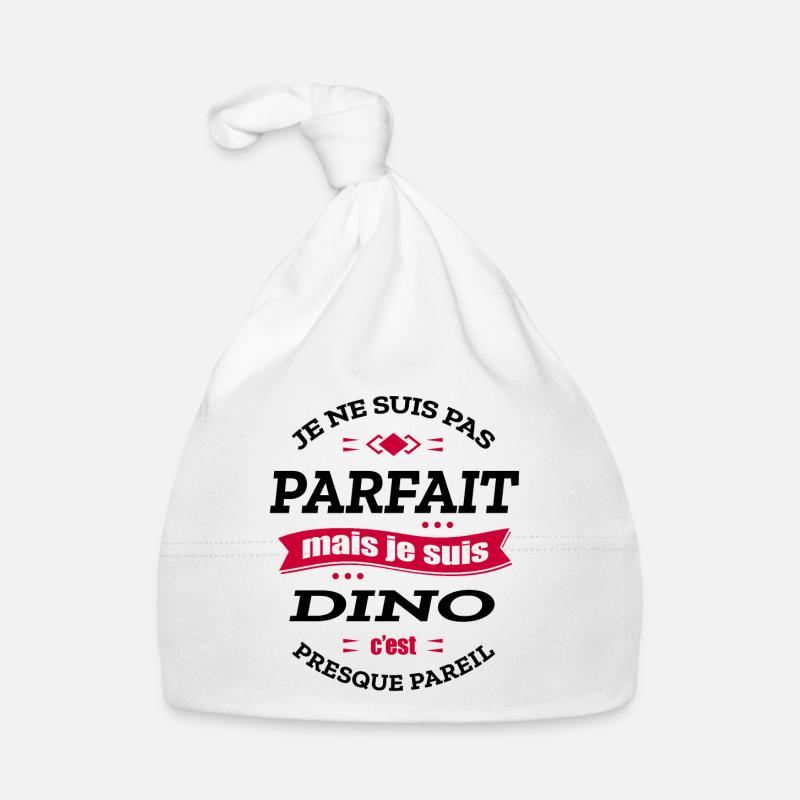 DINO PARFAIT - PRENOM DINO - Bonnet bio Bébé - blanc