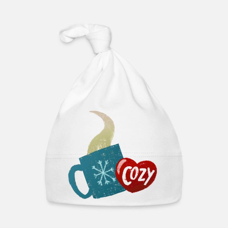 Sticker mug avec thé chaud - Bonnet bio Bébé - blanc