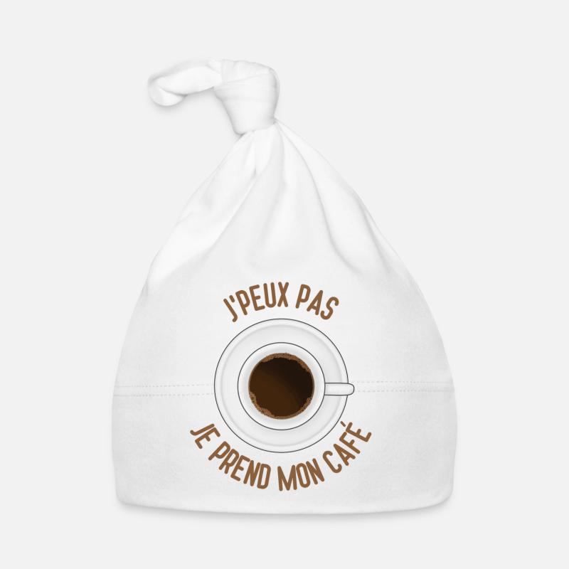Je peux pas je prend mon café - Bonnet bio Bébé - blanc