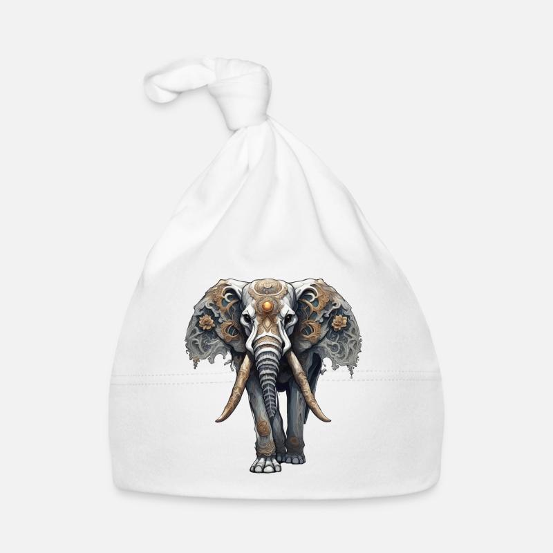 Elefant / Tier / Orientalisch / Blumen / Muster Baby Bio-Mütze