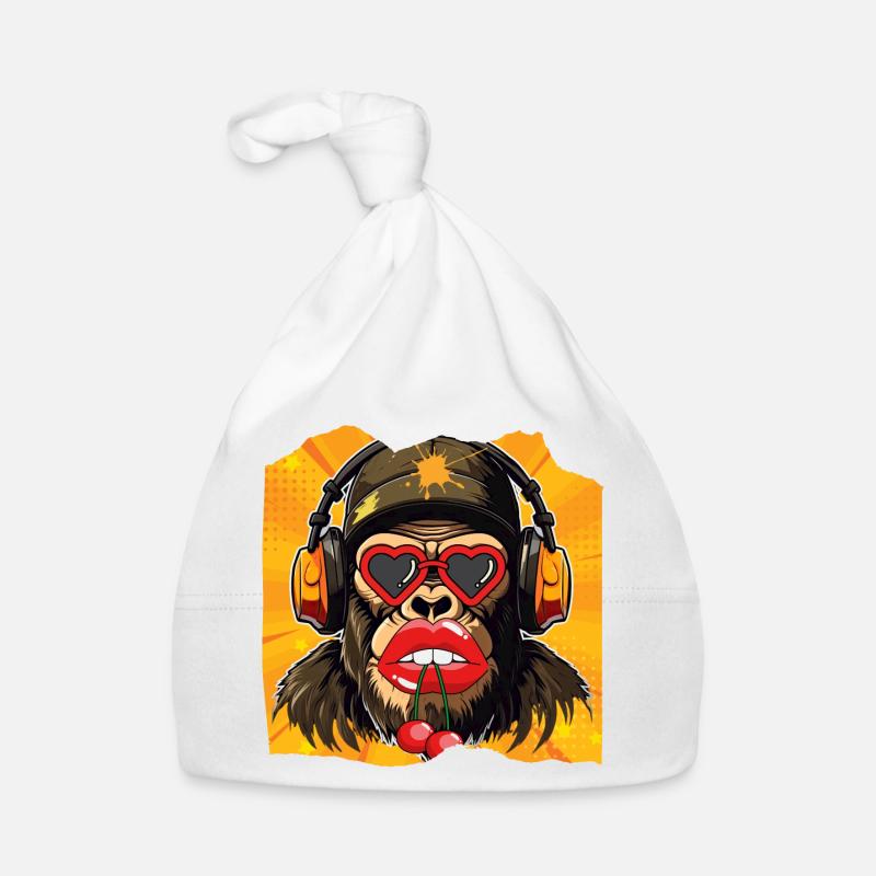 Singe et cerise Bonnet bio Bébé