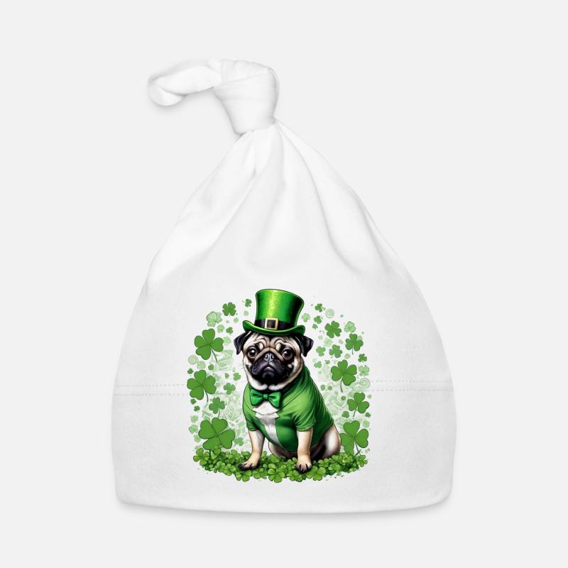St. Patrick's Day Pug I Green Leprechaun Puppy Organic Baby Cap