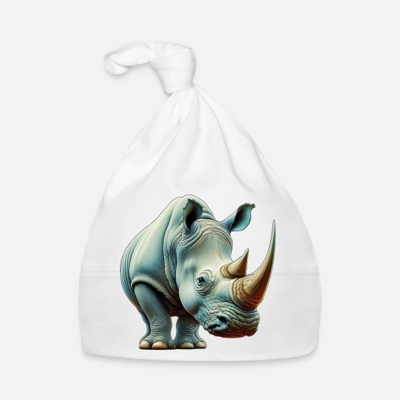 Rhinocéros - Bonnet bio Bébé - blanc
