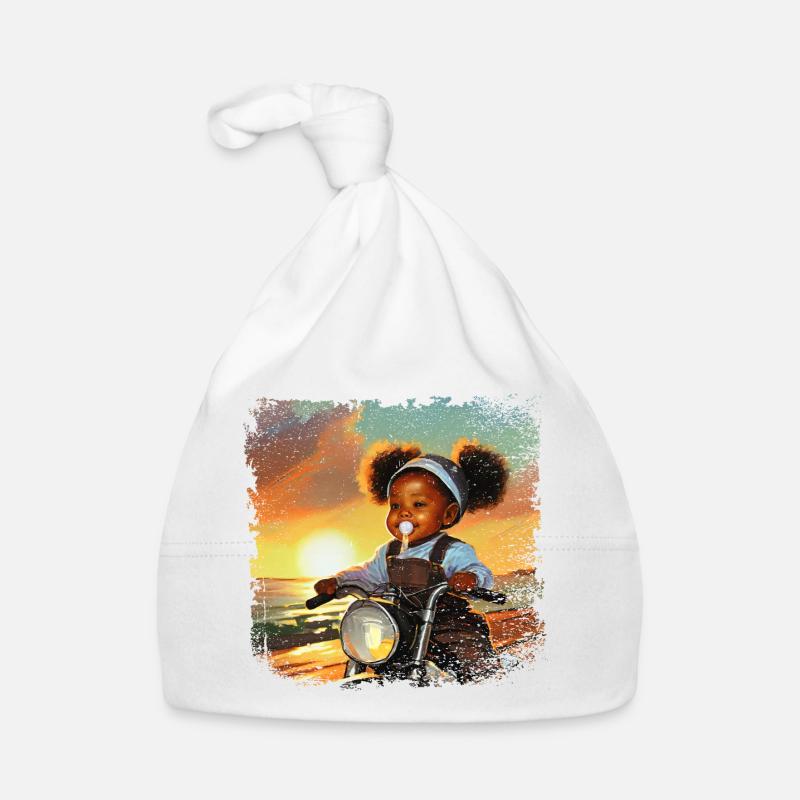 Mädchen comic mit Nuggi Baby Bio-Mütze