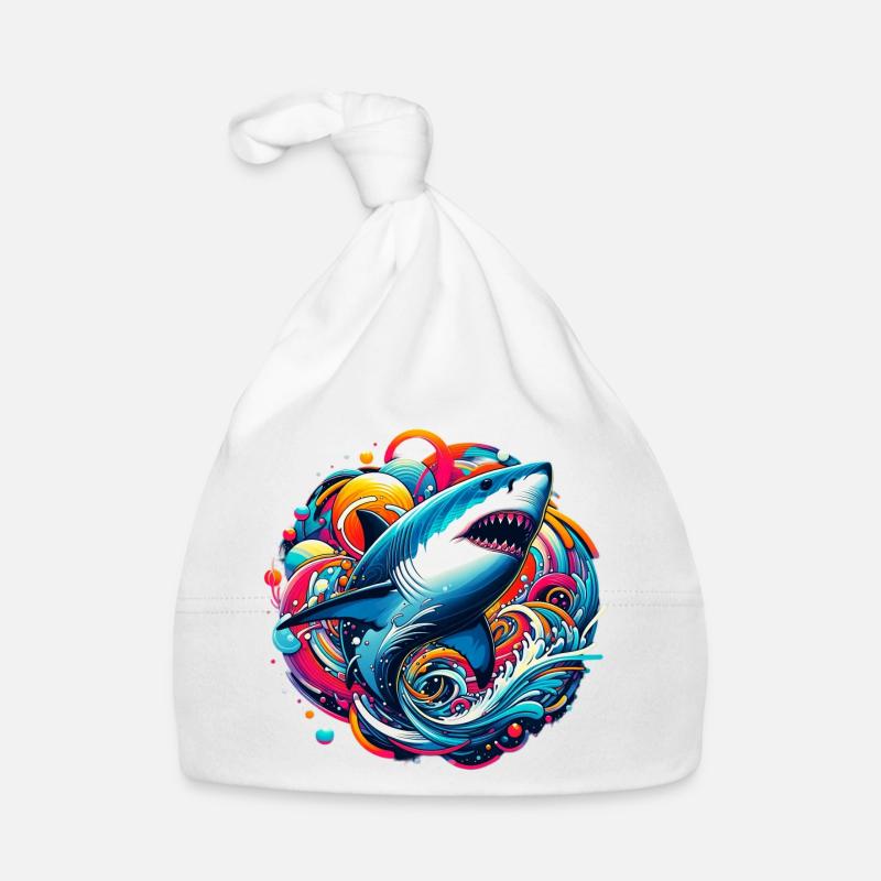 Requin - Bonnet bio Bébé - blanc