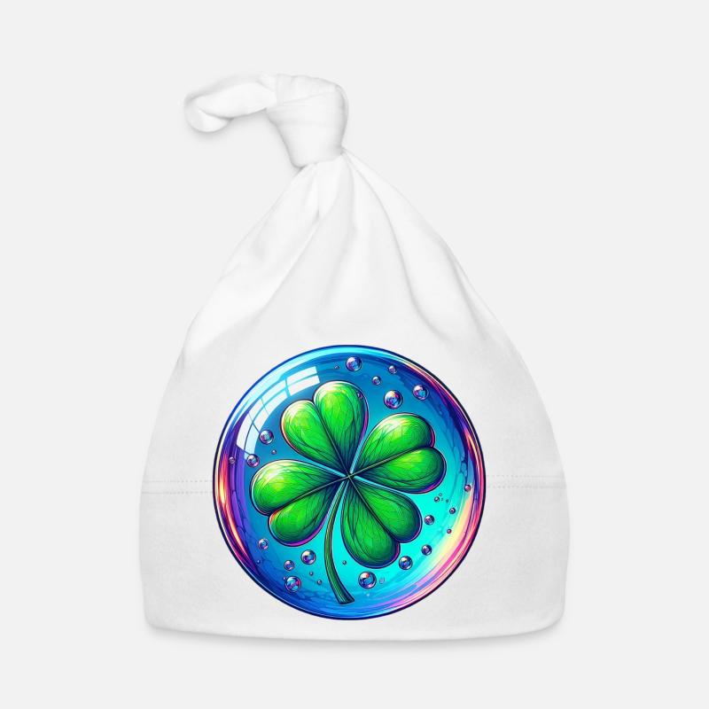 Vierblättriges Kleeblatt Baby Bio-Mütze