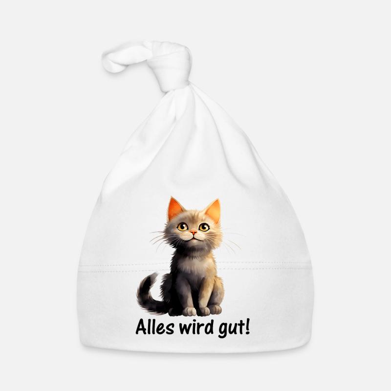 Alles wird gut! ♥ EmotiCatz - Baby Bio-Mütze - Weiß