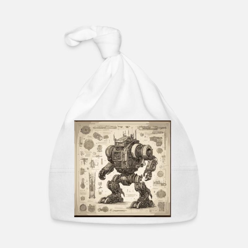 Plan / Sépia / Vintage / Rétro / Robot Bonnet bio Bébé