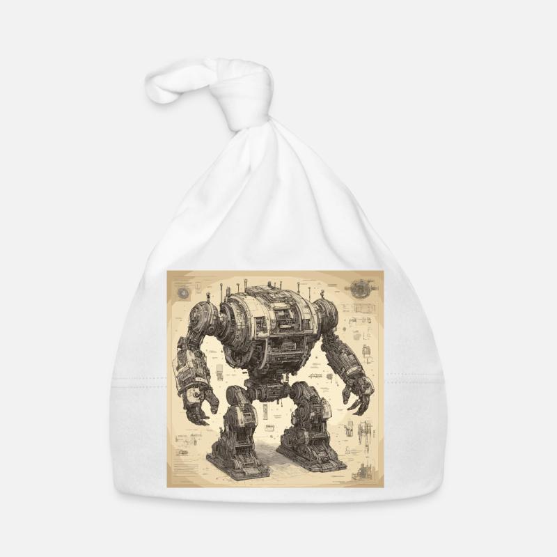 Plan / Sépia / Vintage / Rétro / Robot Bonnet bio Bébé