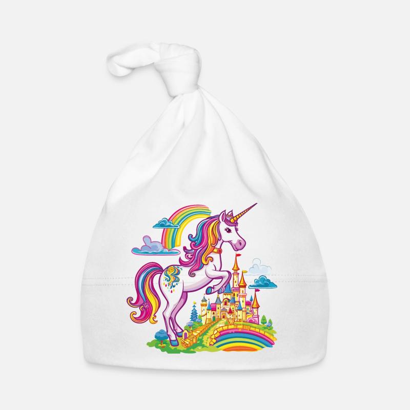 Unicorn, Rainbow, Castle, Multicolorful, Magic, Fantasy Organic Baby Cap