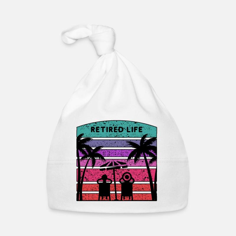 Vie de retraité avec plage et palmiers. - Bonnet bio Bébé - blanc