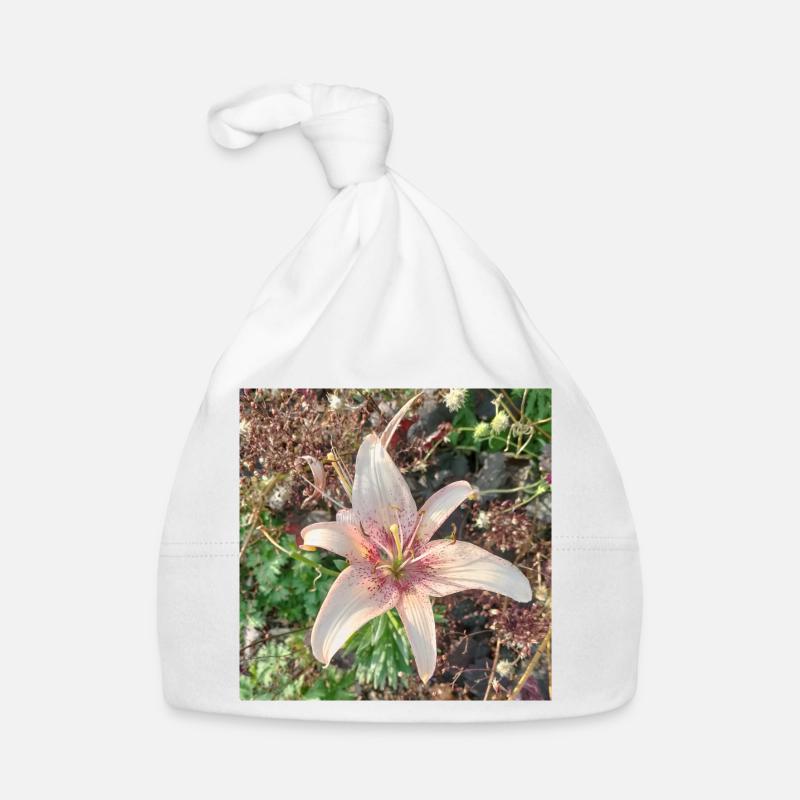 Douces fleurs de lys roses Bonnet bio Bébé