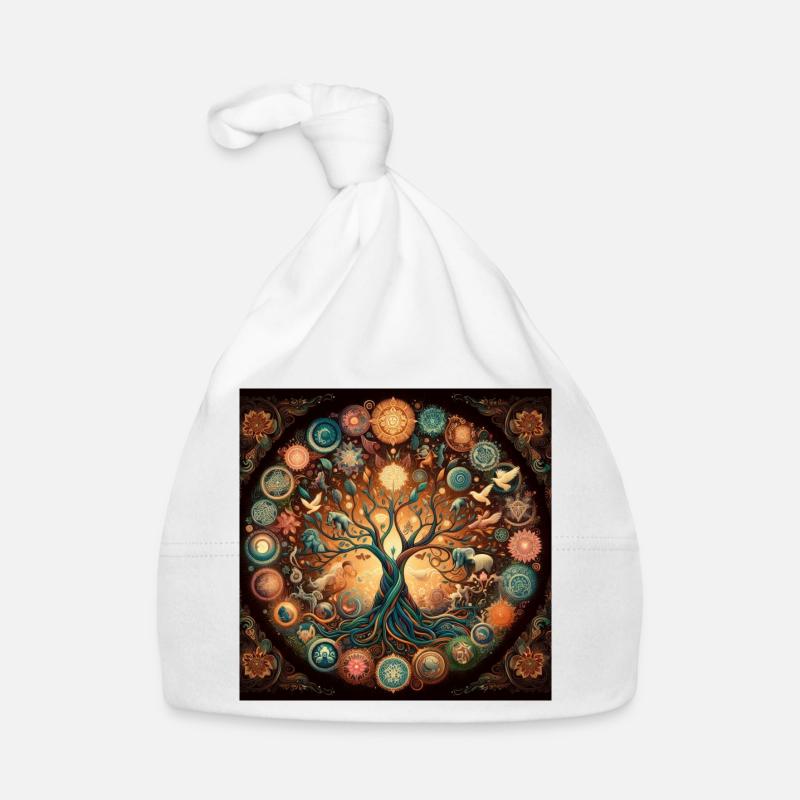 Farbenfroher Baum des Lebens Baby Bio-Mütze