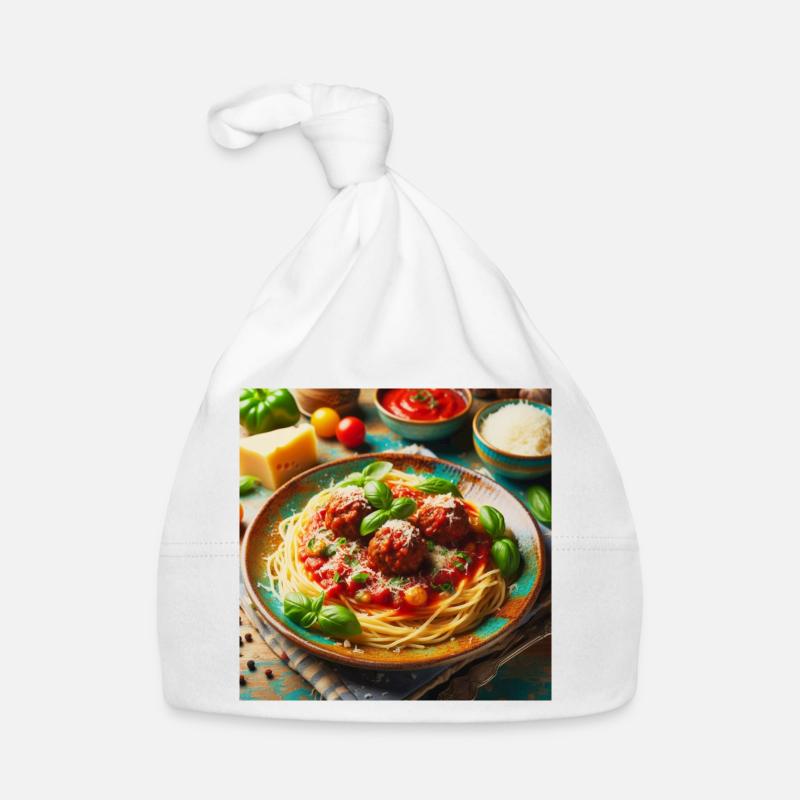 Spaghetti à la viande - Bonnet bio Bébé - blanc