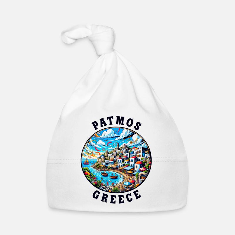 Vacances à Patmos, Grèce, baie de la mer Égée Bonnet bio Bébé