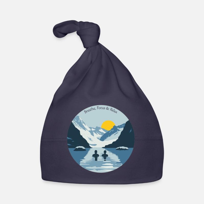 Two people taking an ice bath in the cold mountains Organic Baby Cap